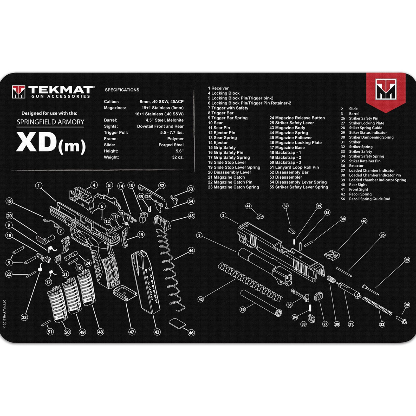 TekMat Original Gun Cleaning Mat - 17" X 11" - Springfield Armory XD-M