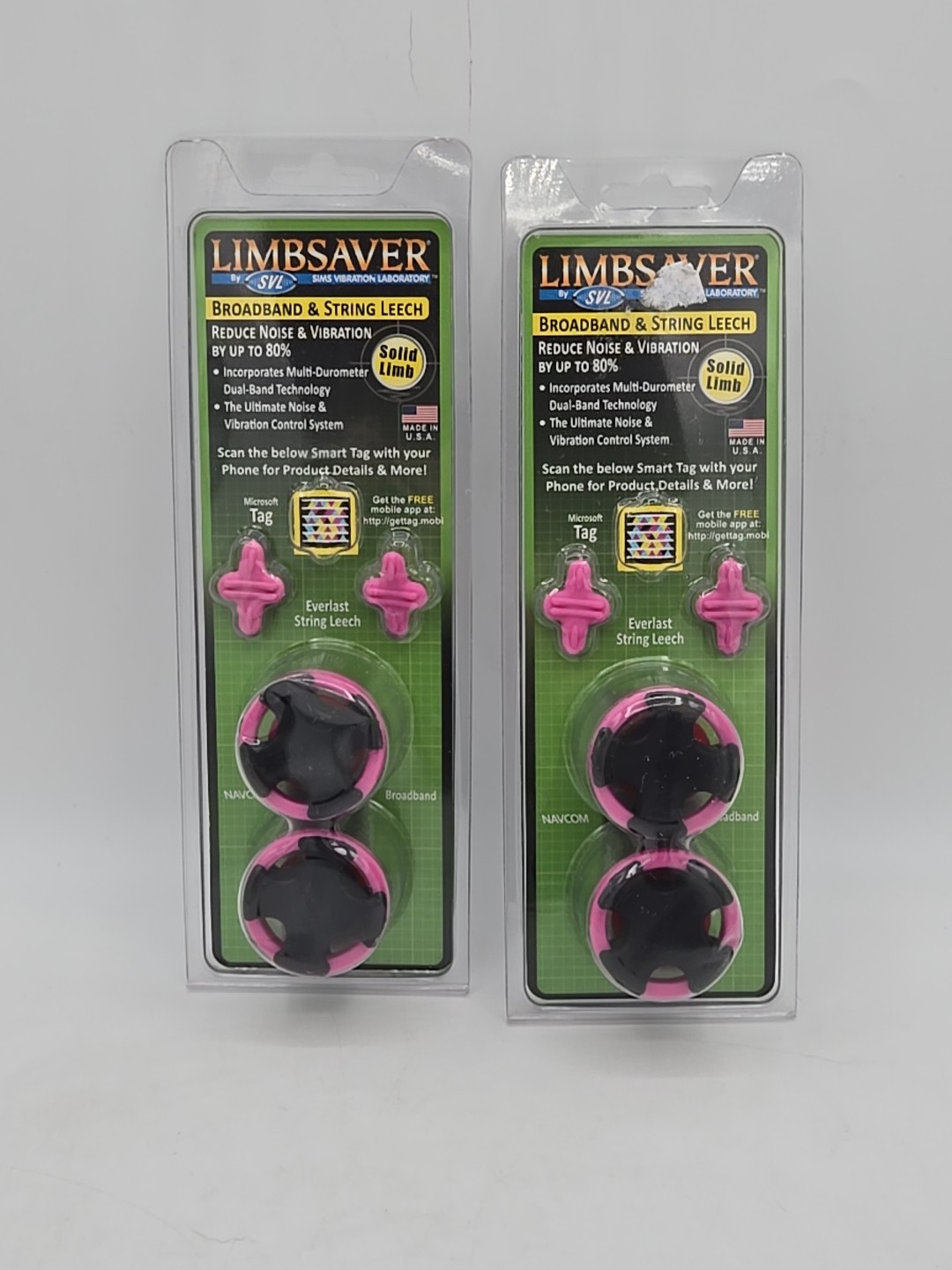2 Pack Sims Vibration Lab BroadBand Solid Limbsaver String Leech Pink 4045