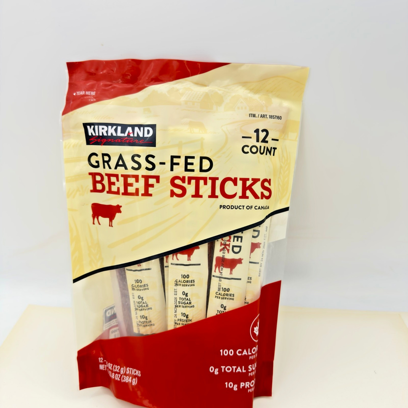 Kirkland Signature Grass-Fed Beef Sticks | 12-count 1.15 oz per | Keto/No Carb