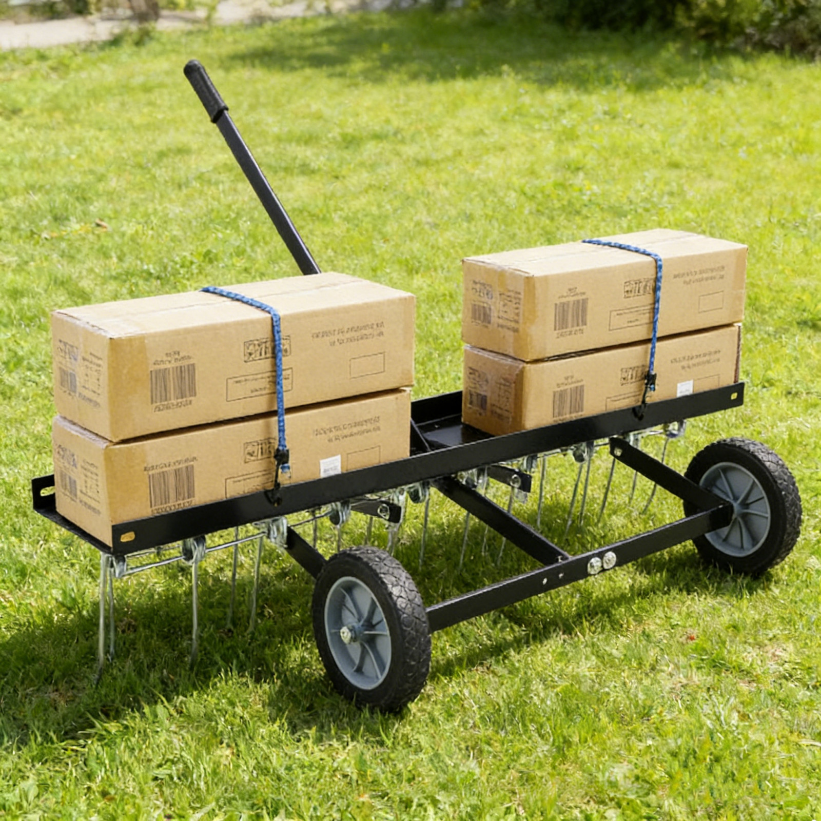40"Lawn Sweeper Tow Behind Dethatcher for Outdoor Yard Tools Lawn Care Black