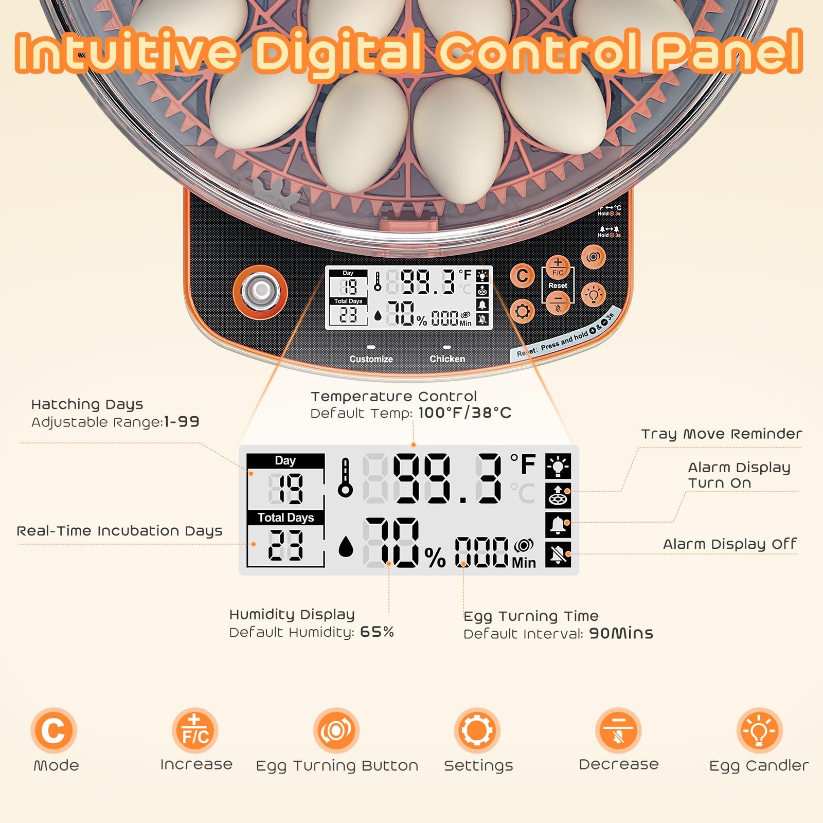 AsFrost Automatic Incubators for Hatching Eggs, 24 Egg 24, Orange