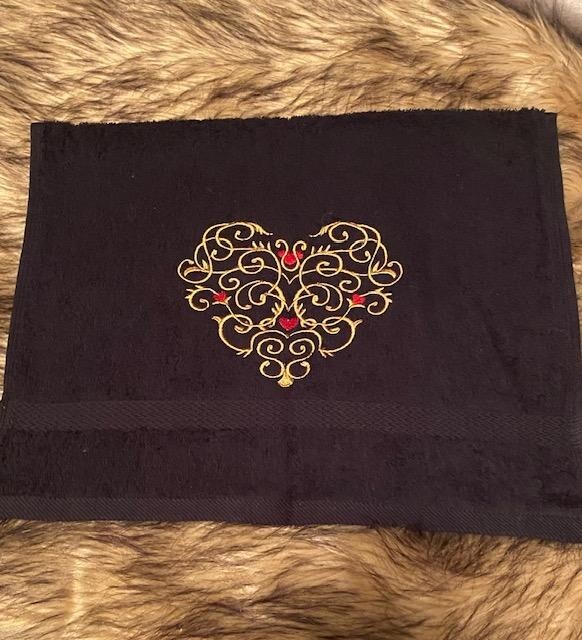TIMELESS VALENTINES LOVE EMBRODERED HOMECRAFTED HAND TOWEL