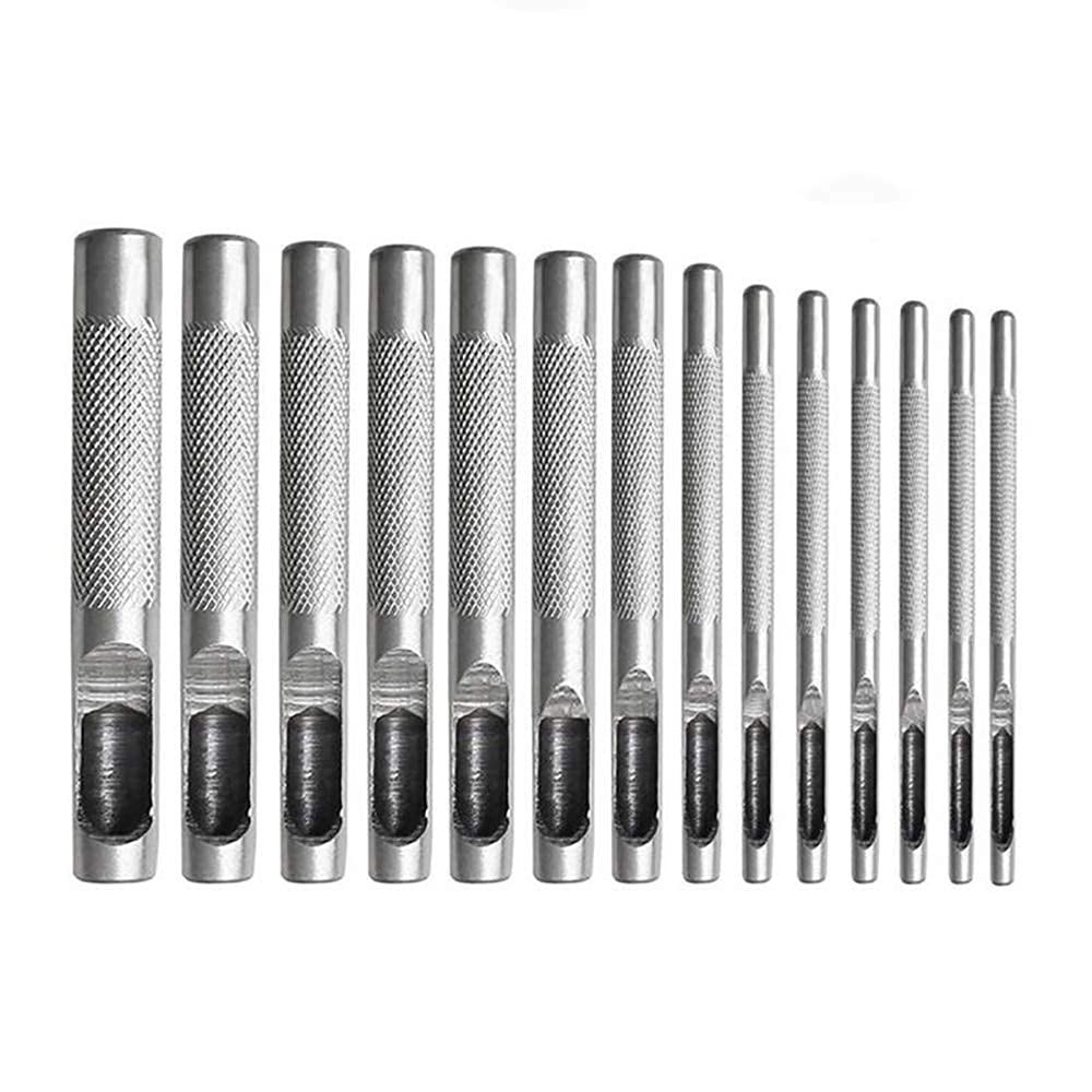 Heavy Duty Leather Hole Punch Set Round Craft Tool 12 Pcs Various Sizes