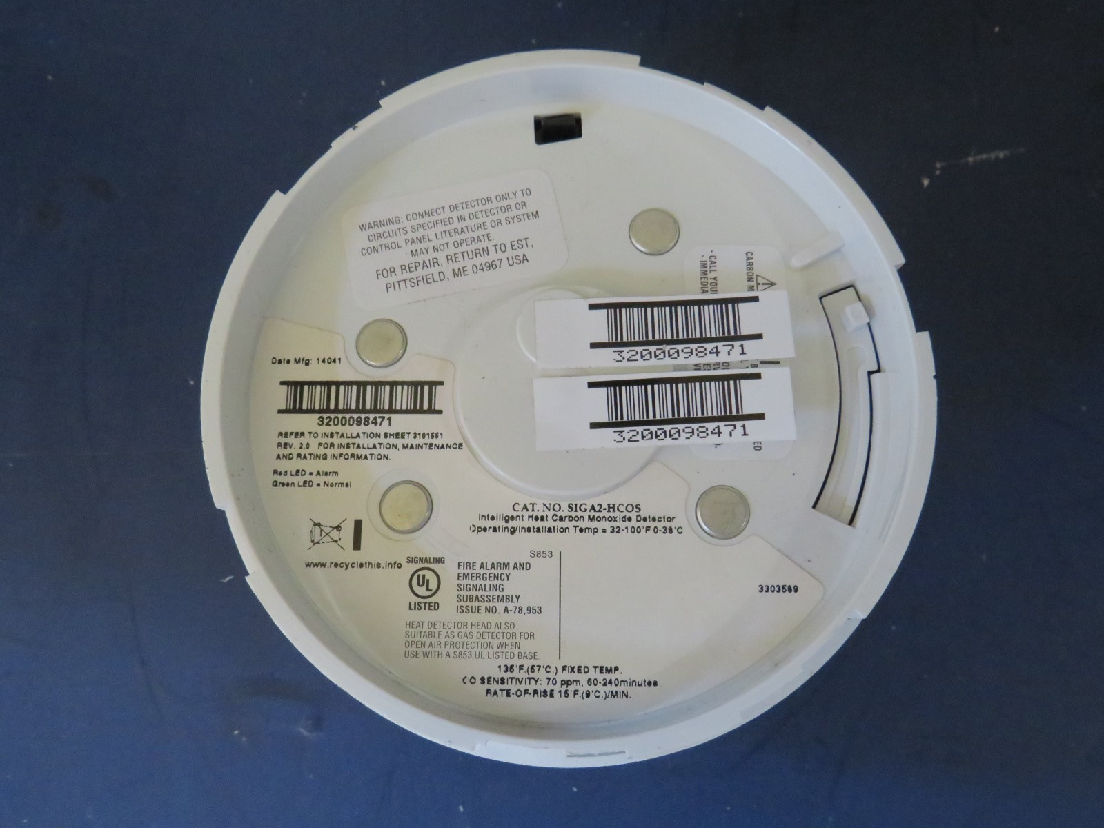 EST EDWARDS SIGA2-HCOS INTELLIGENT HEAT DETECTOR SENSOR