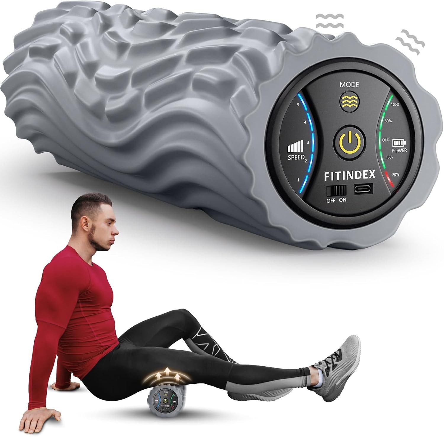 Vibrating Foam Roller 5 Speed Deep Tissue Muscle Massage Roller