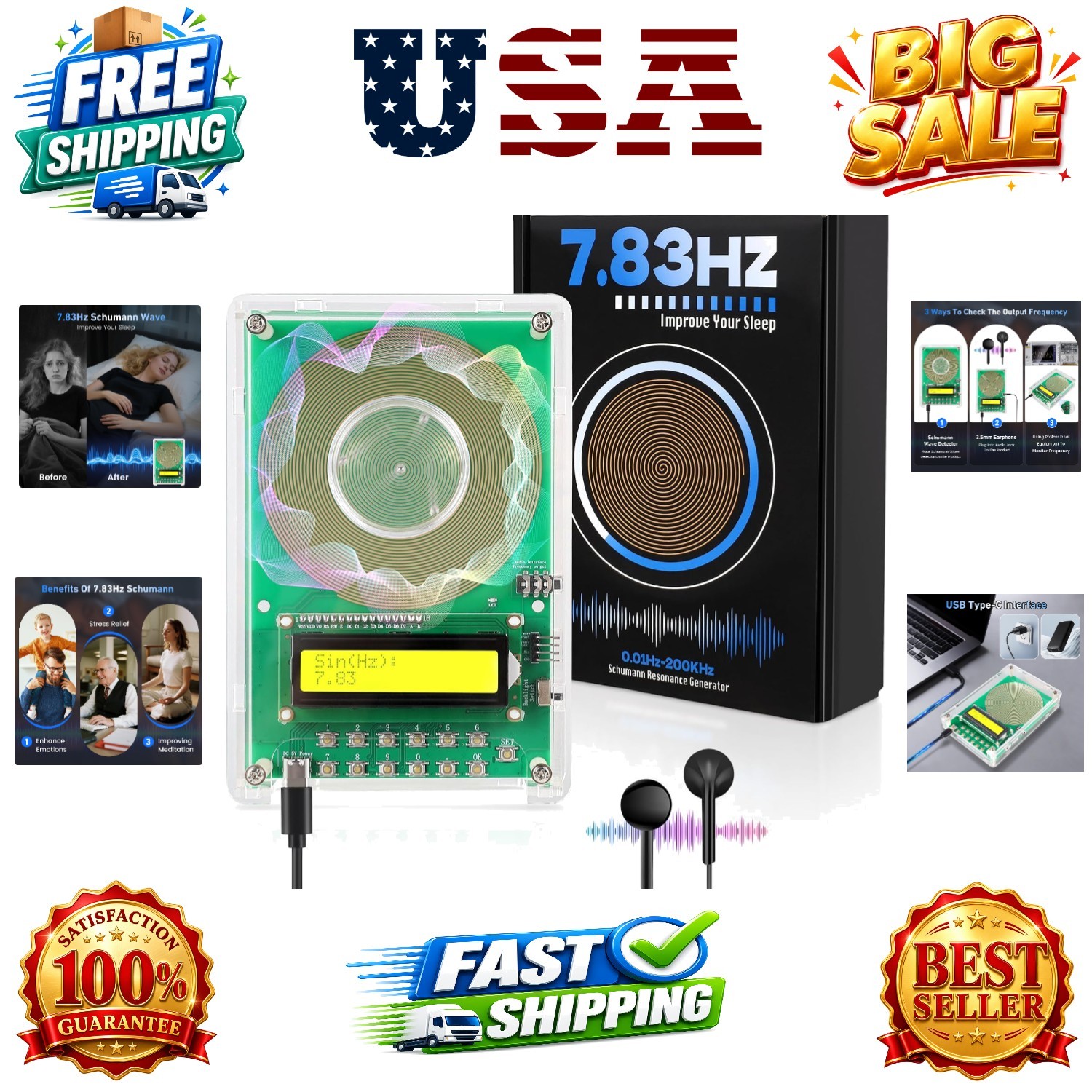 Adjustable Frequency Generator for Healing 0.01Hz-200kHz, 7.83Hz Schumann Res...