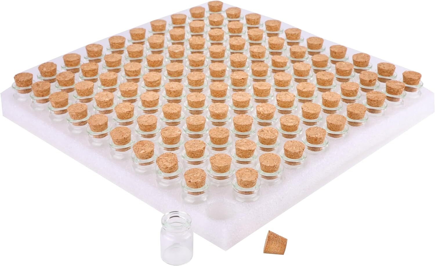 100 Count Small Glass Bottles with Corks,5ml Tiny Vials Clear Mini Jars Woode...