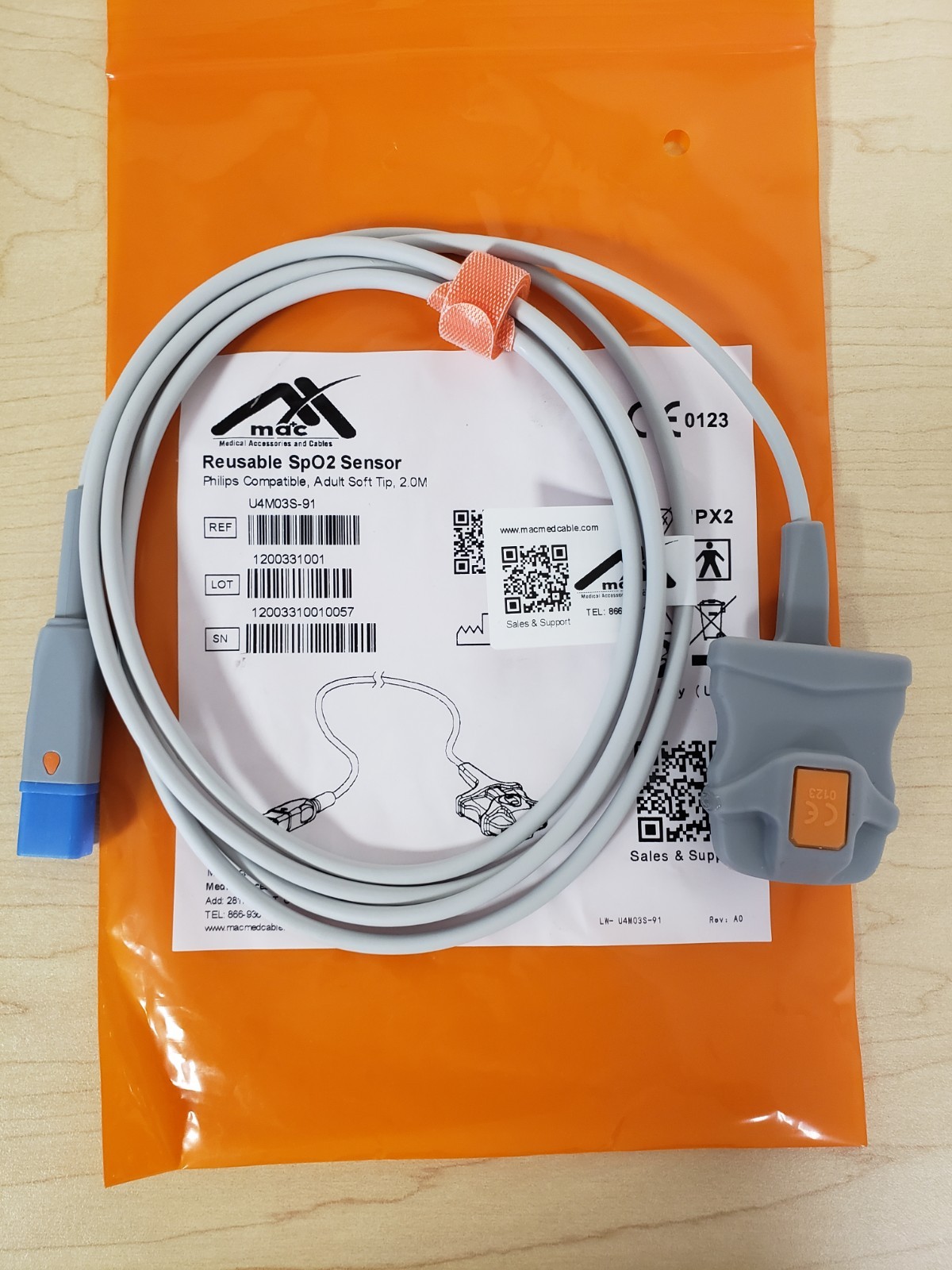 Philips M1191BL Adult Soft Tip Spo2 Sensor 8pins REF989803144381  -U4M10S-91