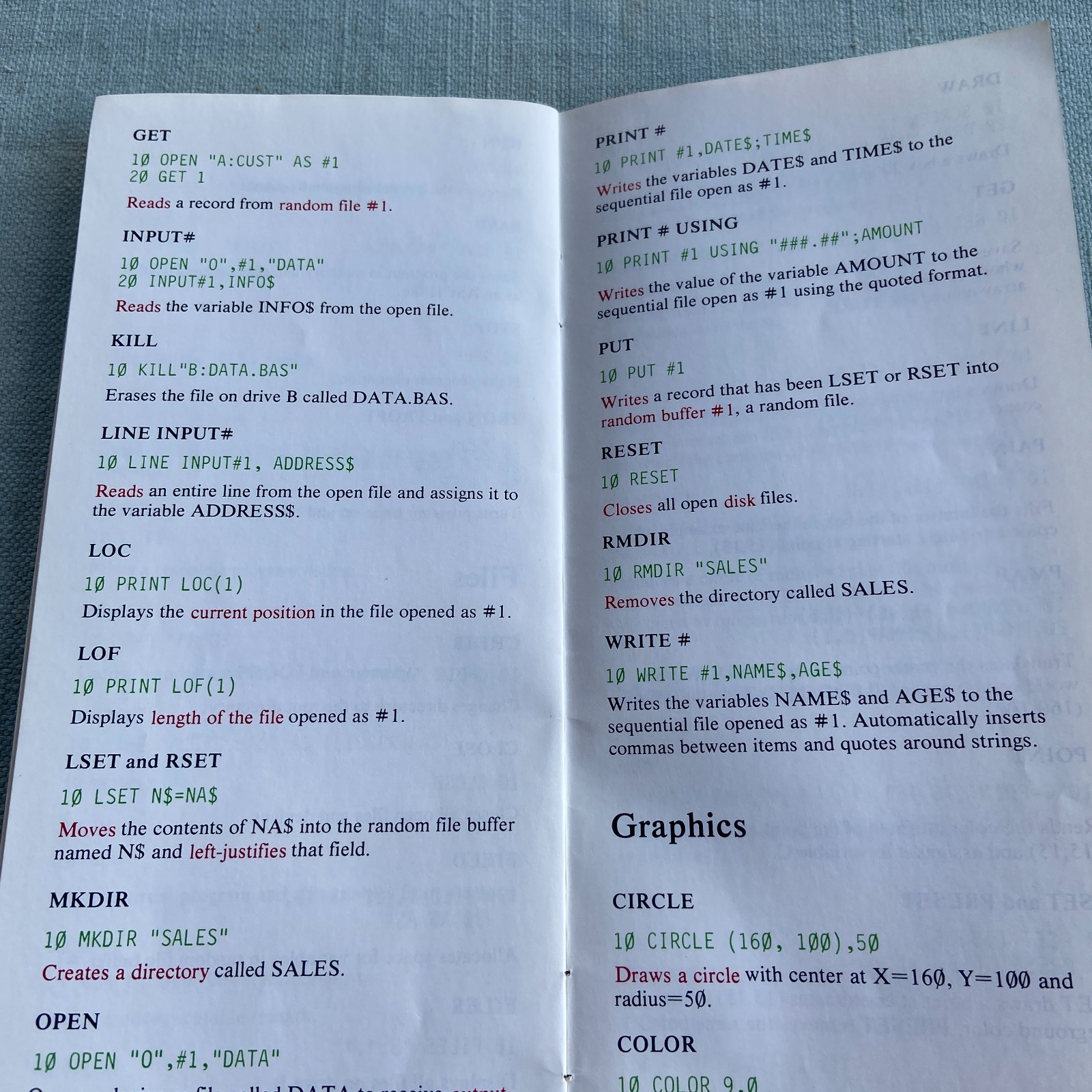Vintage IBM BASIC Quick Reference Book Manual 1st Edition 1984 PC Hardware Libra