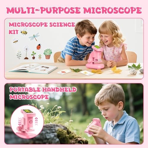 1200X Microscope for Kids, 2 in 1 Handheld & Desktop Digital Microscope with...