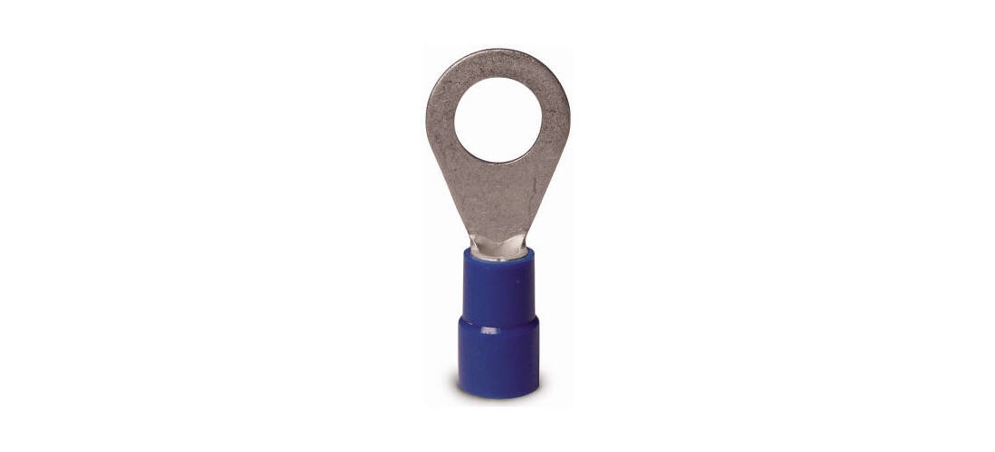 Ring Terminal, 600 V, 16 to 14 AWG Wire, 12 to 1/4 in Stud, Vinyl Insulation, Co