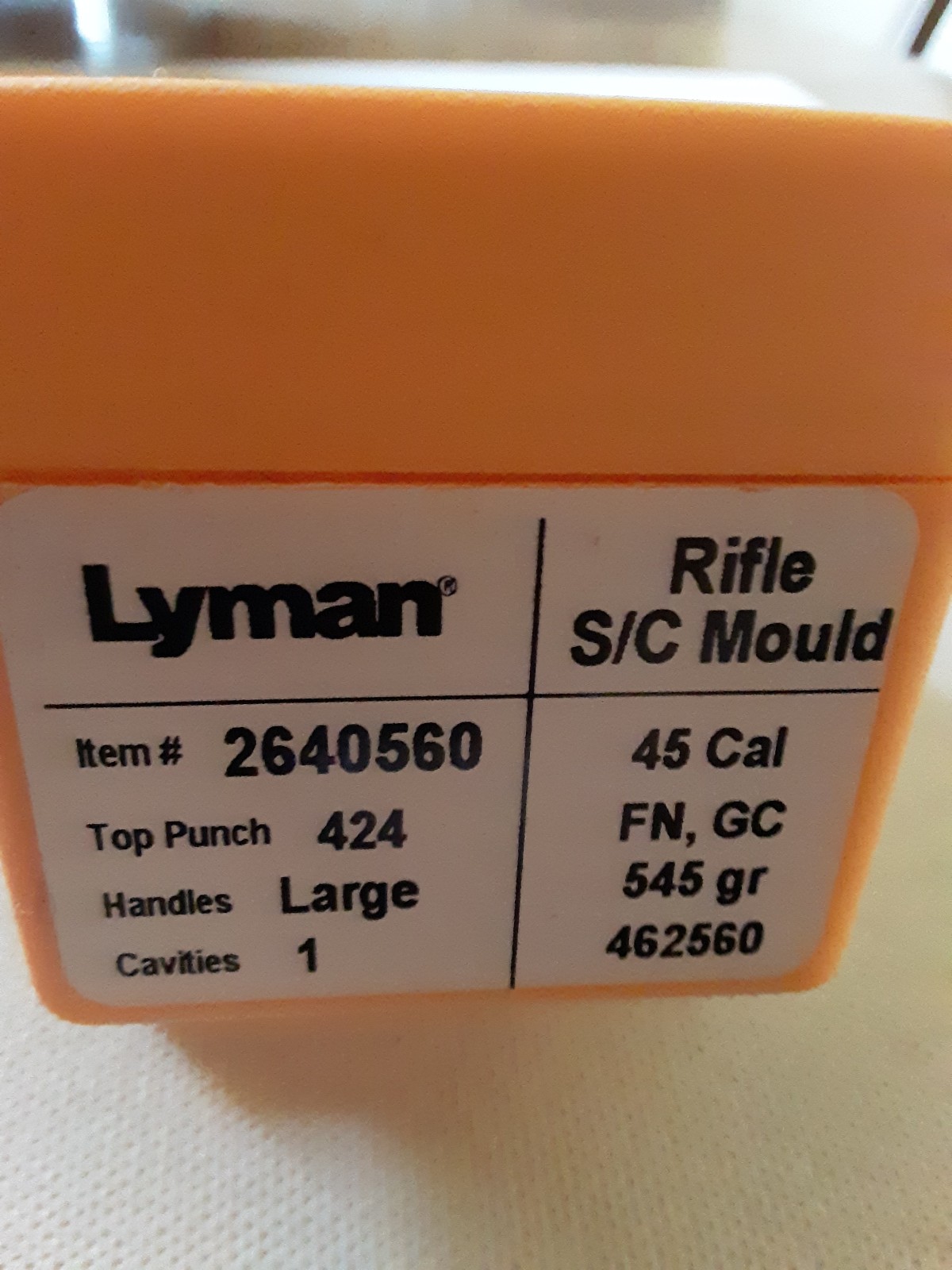 N.O.S. LYMAN 462560 MOLD 458 WIN MAG 460 WBY 545 gr. FN GC, 45 cal MOULD