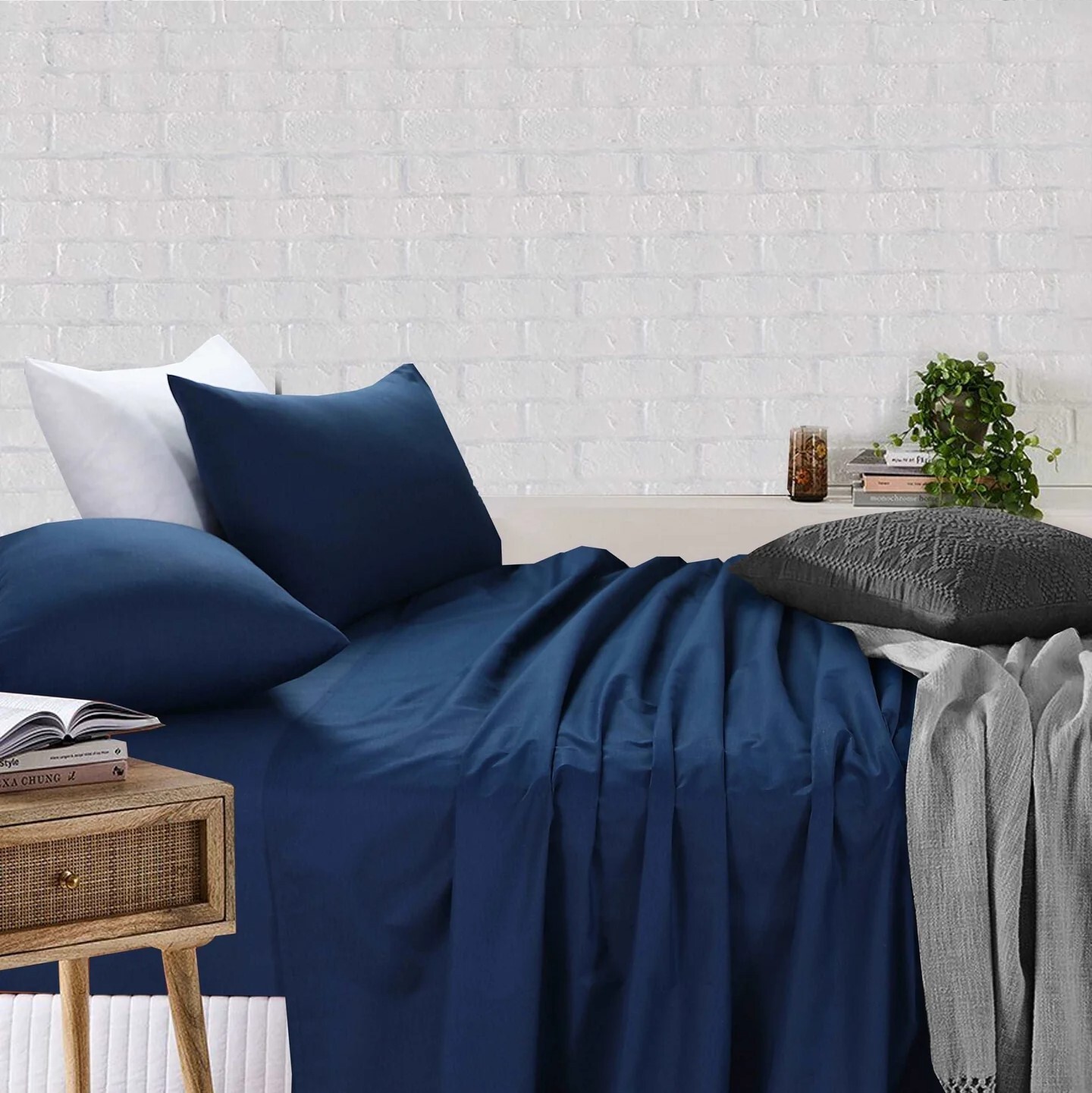 Flat Fitted Sheet King Single Cotton Rich Bed Sheets Set With Pillowcases