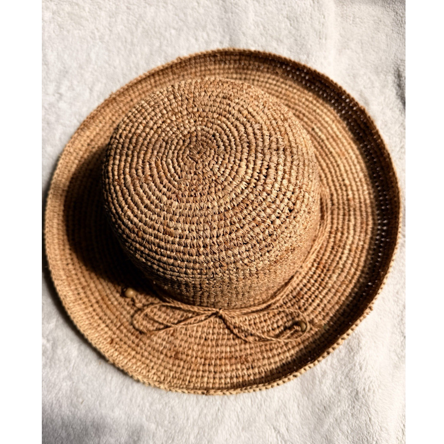 Kooringal Women's Raffia Wide Brim Sun Hat Beige One Size Bow Accent Breathable