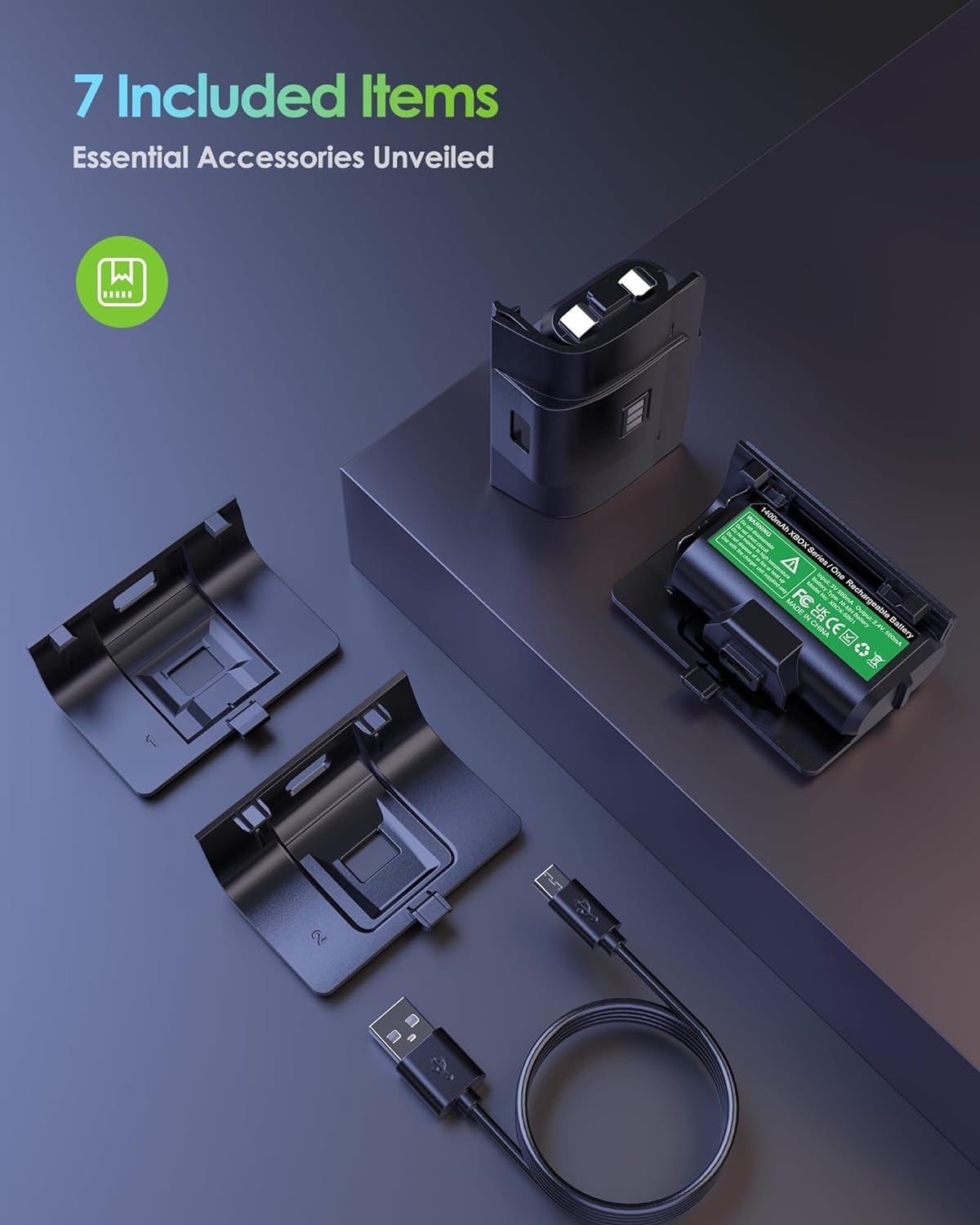 Universal Xbox Controller Battery Pack - 40H Playtime & Fast Charging Included