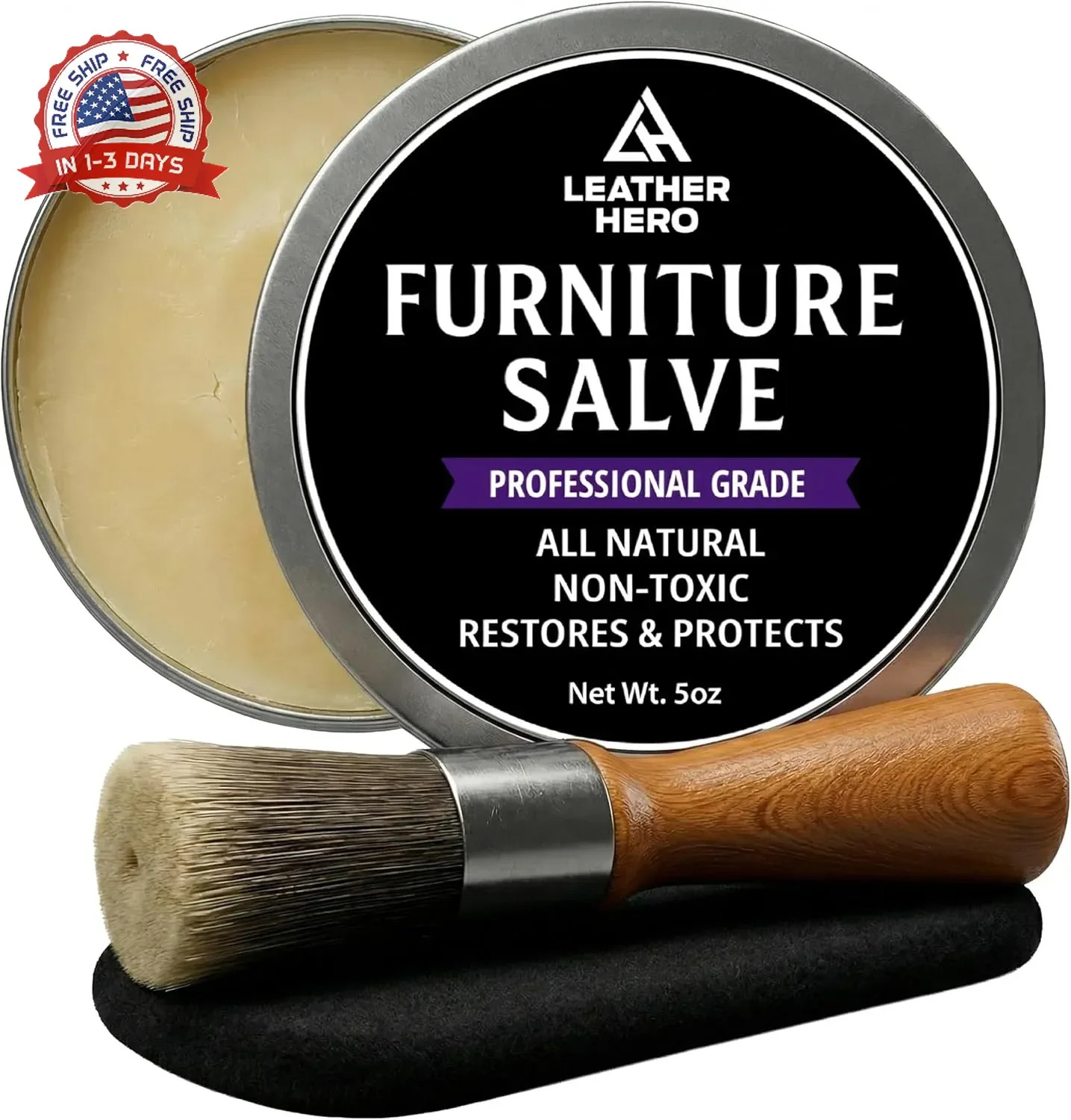 3-in-1 Furniture Salve for Leather & Wood - Polisher, Conditioner, & Restorer fo
