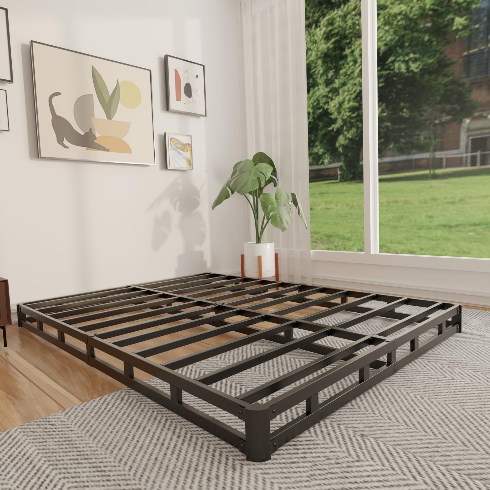 King Box Spring 4 Inch, Low Profile King Size Box Spring Only, Heavy Duty Mat...
