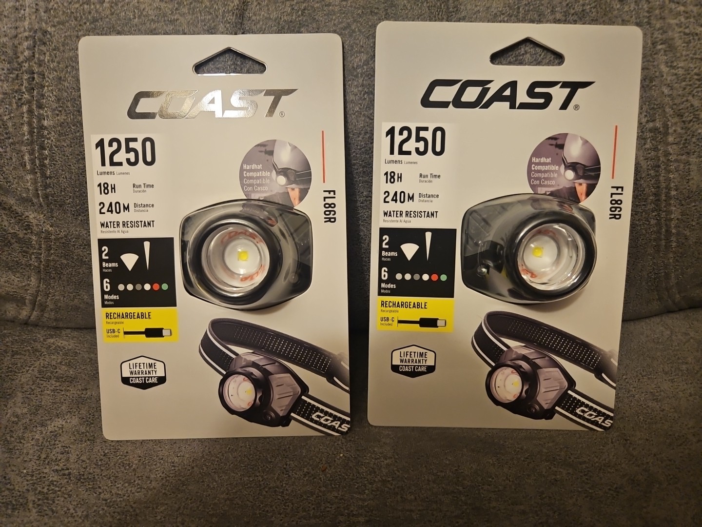(2) Coast FL86R Led/ Rechargable Headlamp/ Flashlight 1250 Lumens