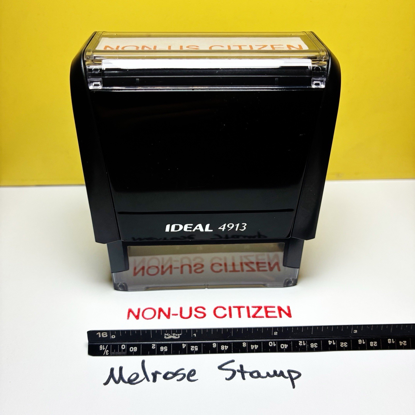 Non US Citizen Rubber Stamp Red Ink Self Inking Ideal 4913