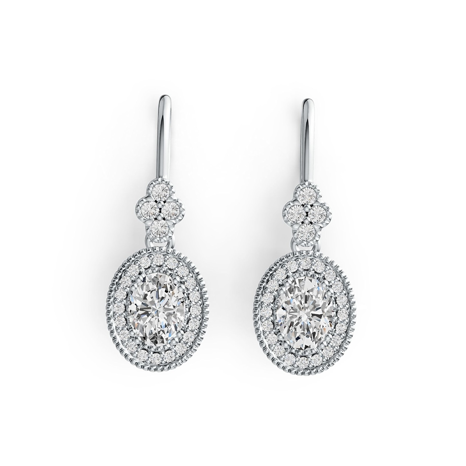Sterling Silver Semi Mount Earrings Setting Oval OV 7X5mm with White Topaz