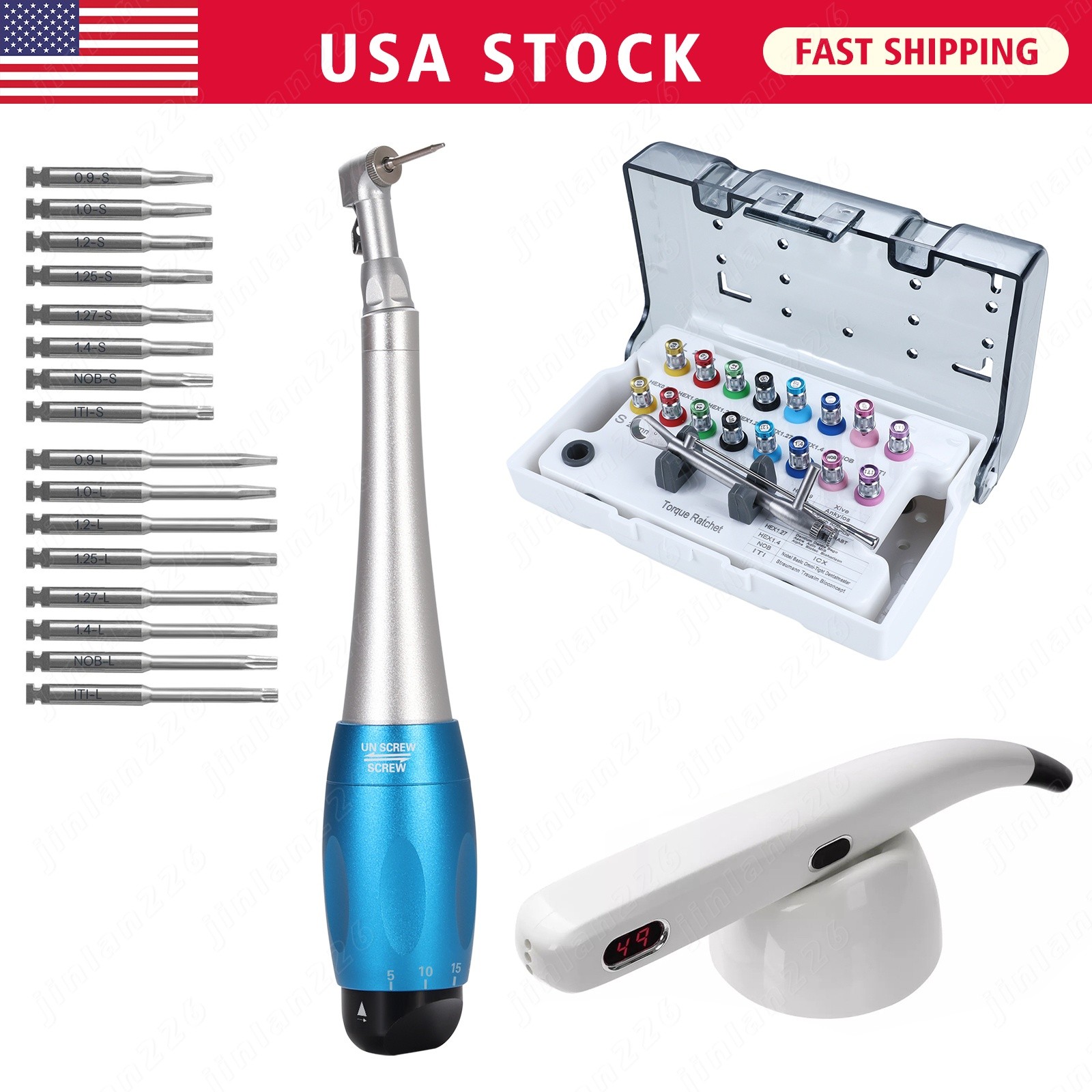 Dental Universal Implant Kit Torque Wrench &16 Drivers/Implant Monitor Stability