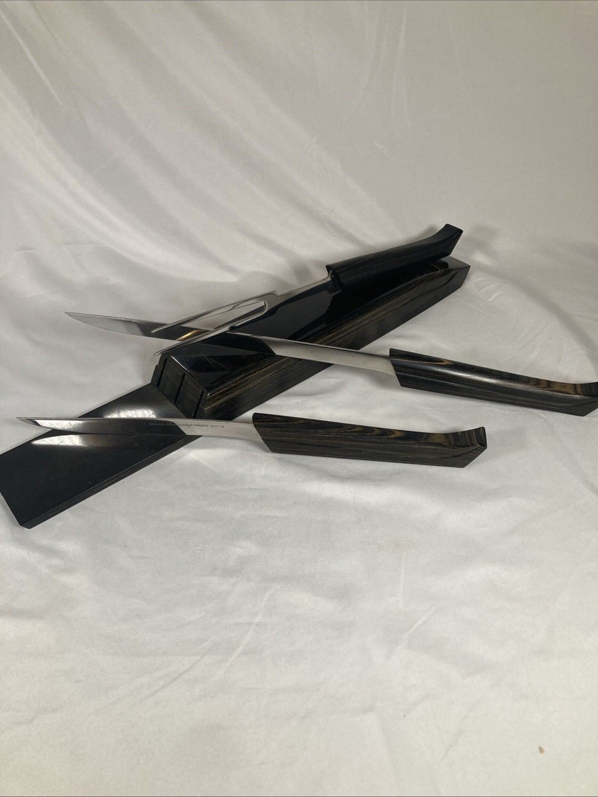 Robeson ShurEdge 3pc Knife Slicer Carver Gourmet Cutlery Wooden Case Carving Set
