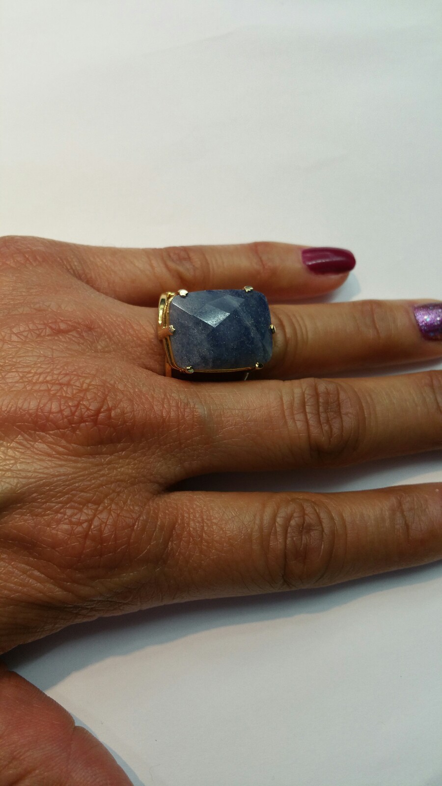 blue quartz crystal ring