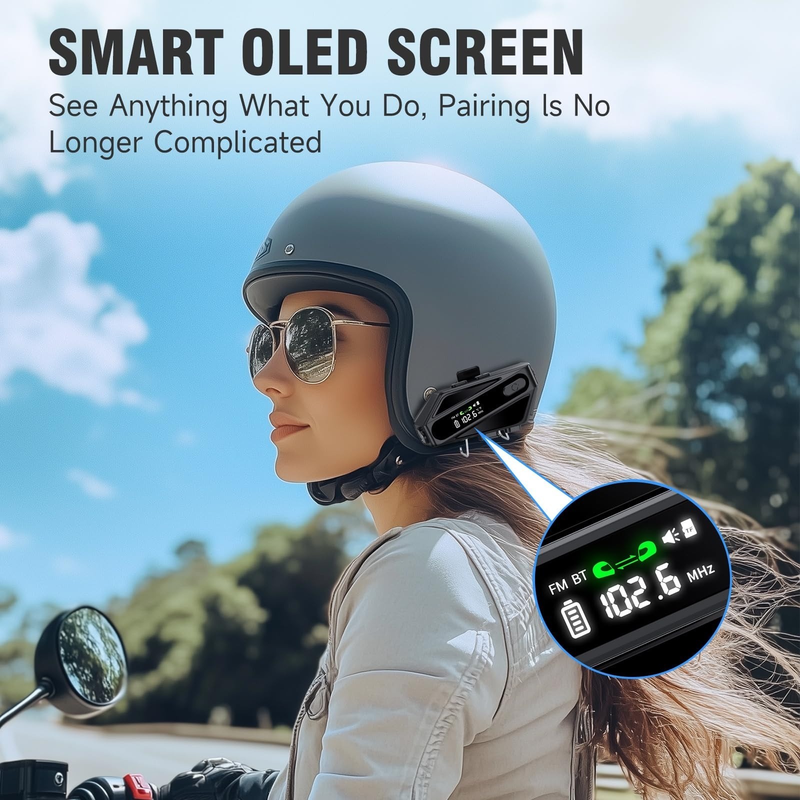TOUCH TWO C6 Motorcycle Helmet Bluetooth Headset with Noise Cancellation