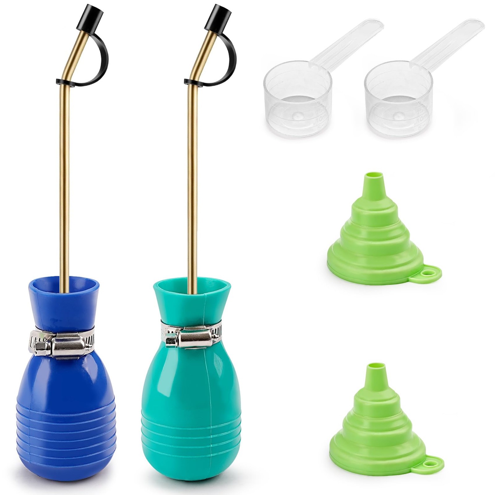 Sbestily 2Pcs Diatomaceous Earth Powder Duster, Bulb Applicator Blue, Green