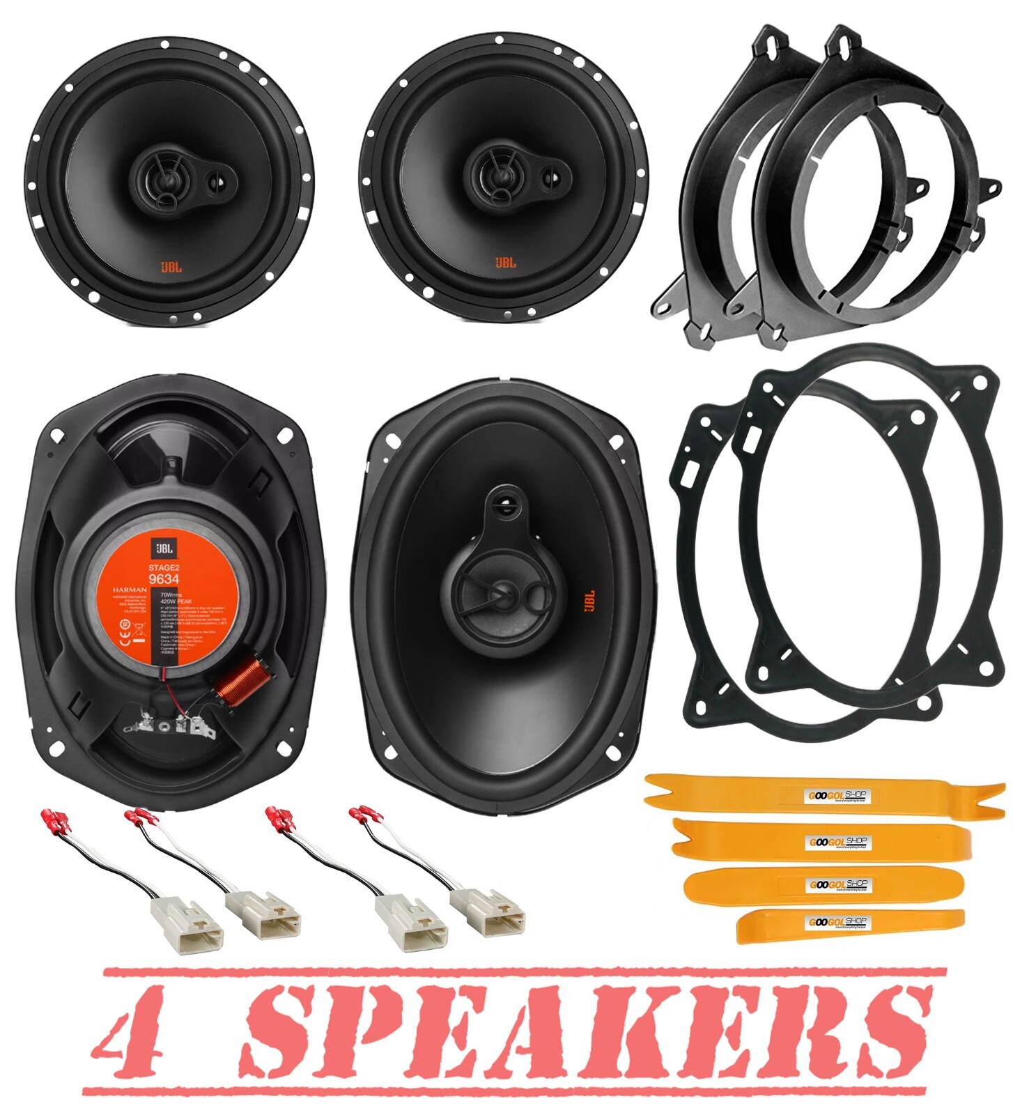 JBL Front Door 6.5" | Rear Deck 6x9" Speakers kit for 2003-2013 Toyota Corolla