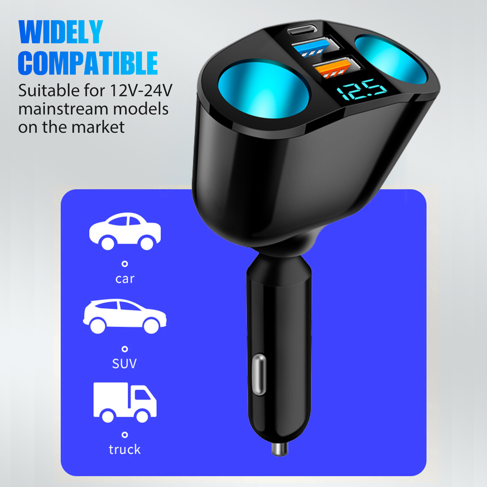Car Cigarette Lighter Socket Adapter Dual USB Double Plug Charger Splitter 12V