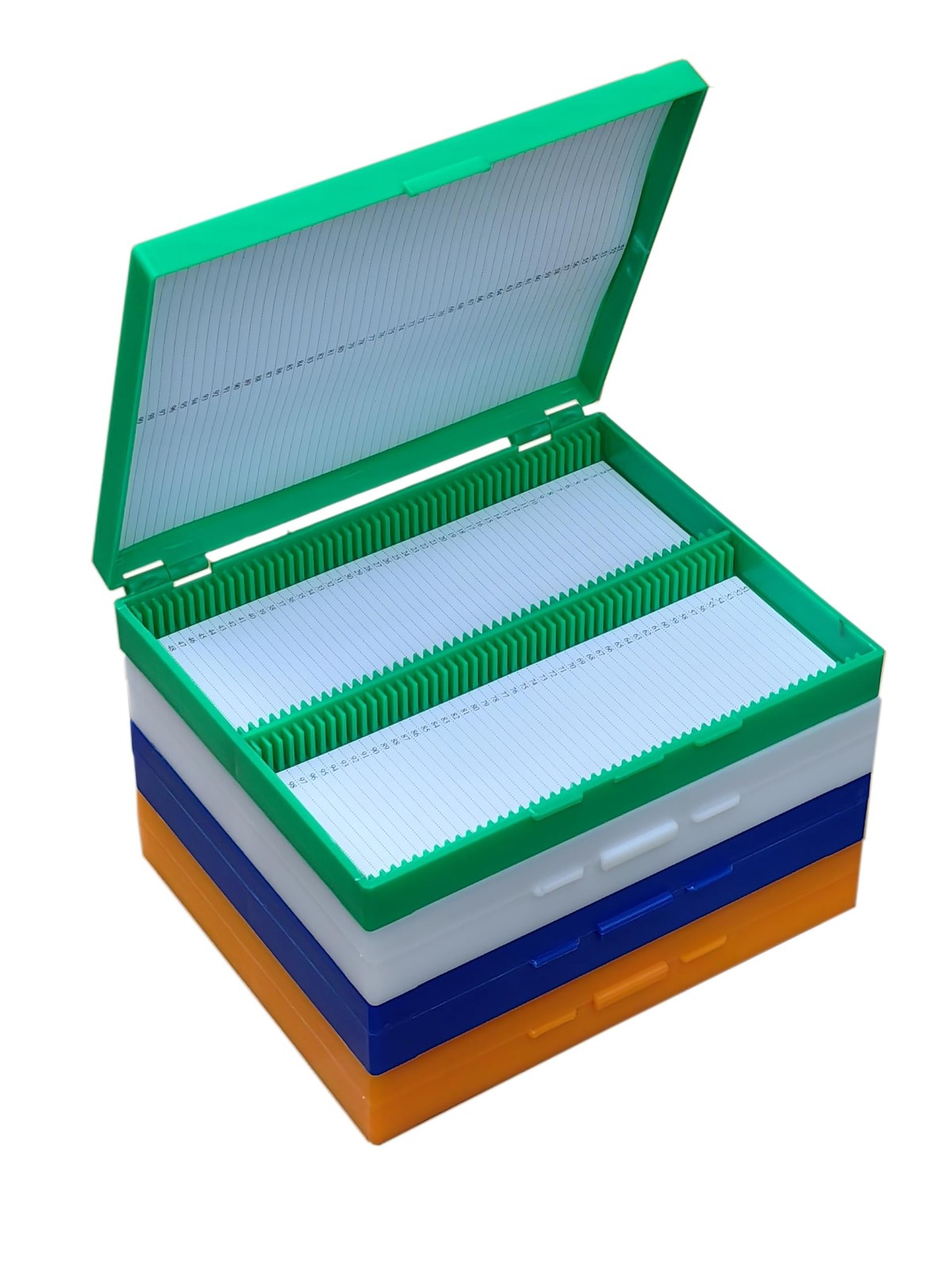 MUHWA 4PCS Microscope Slide Storage Box, 100 Places Slides Holder, Assorted C...