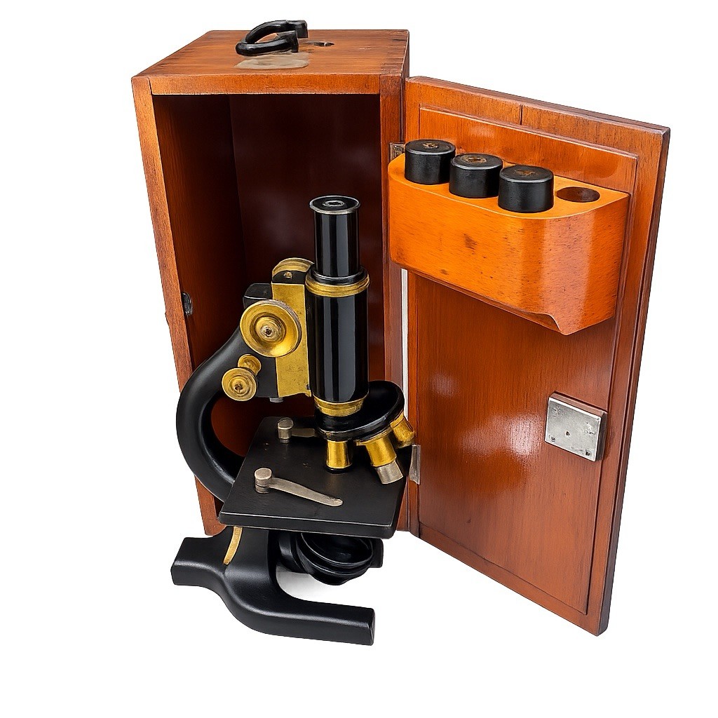 Antique Buffalo Spencer Microscope w/ Wood Case Noyes Bros & Cutler St Paul MN