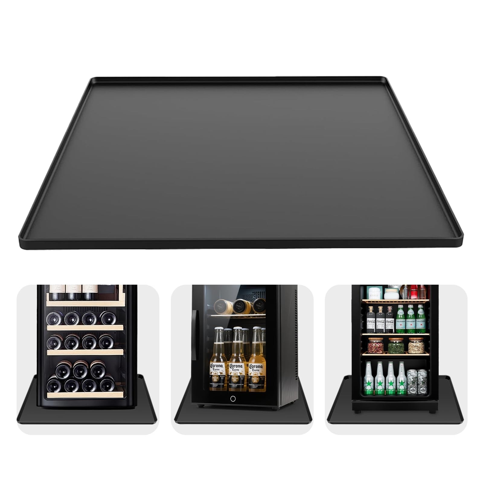 Mini Fridge Silicone Mat 23.6''x23.6''x0.78'' Non-Slip Leak-Proof Under Refri...