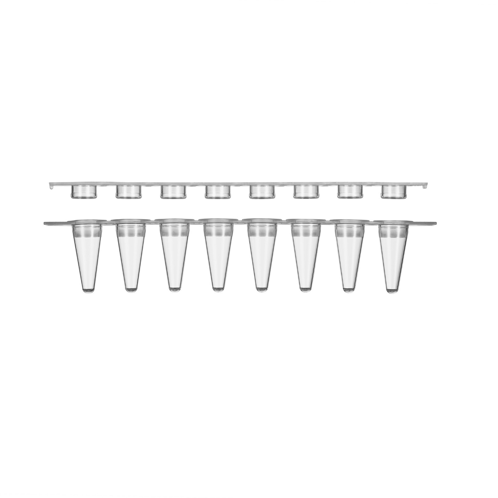 0.1ml 8 Strip PCR Tubes with Flat caps, 125/Pack, 1250/Case