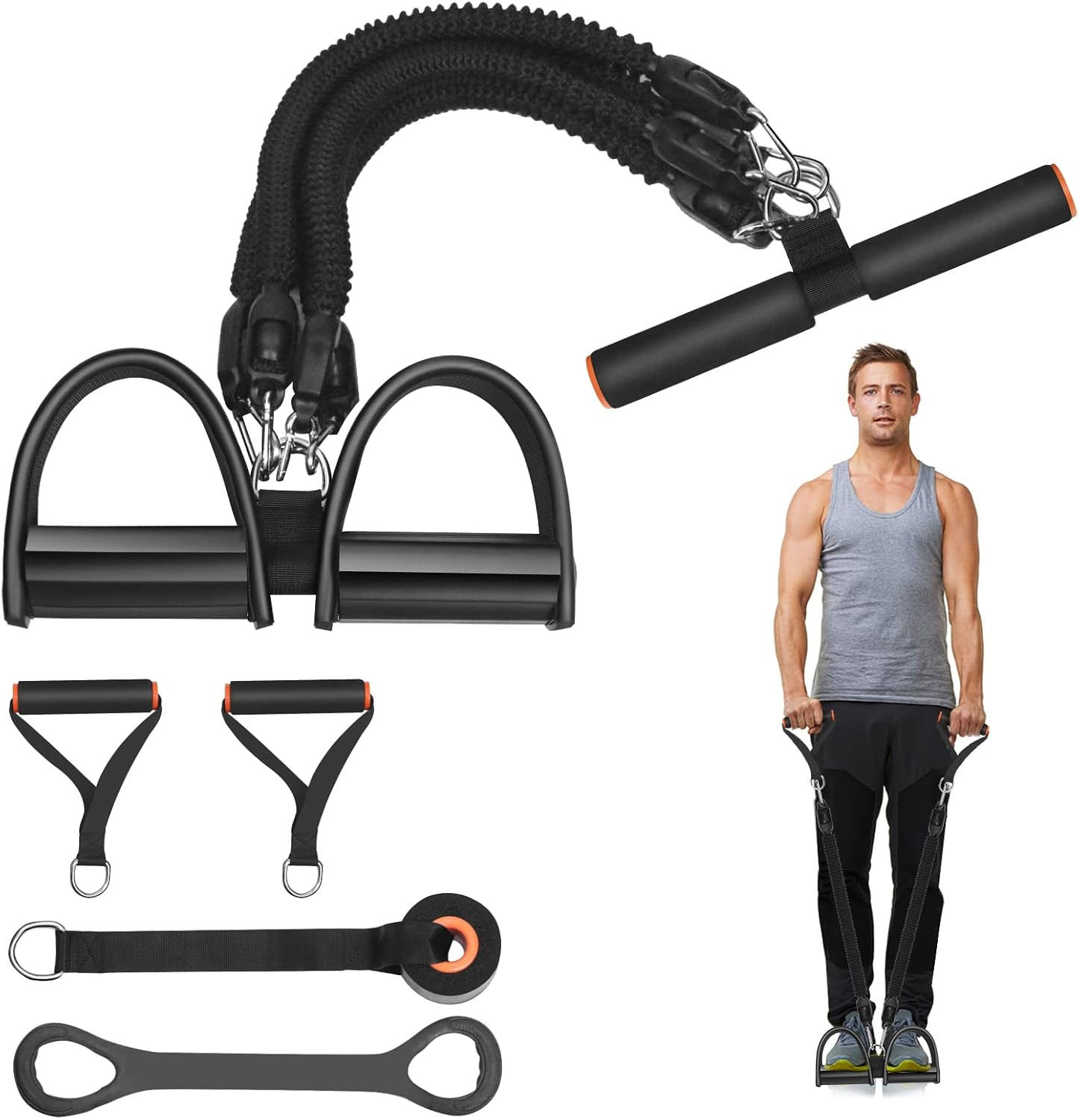 Banda pedal resistencia con manijas para ejercicio fuerza terapia y fitness casa