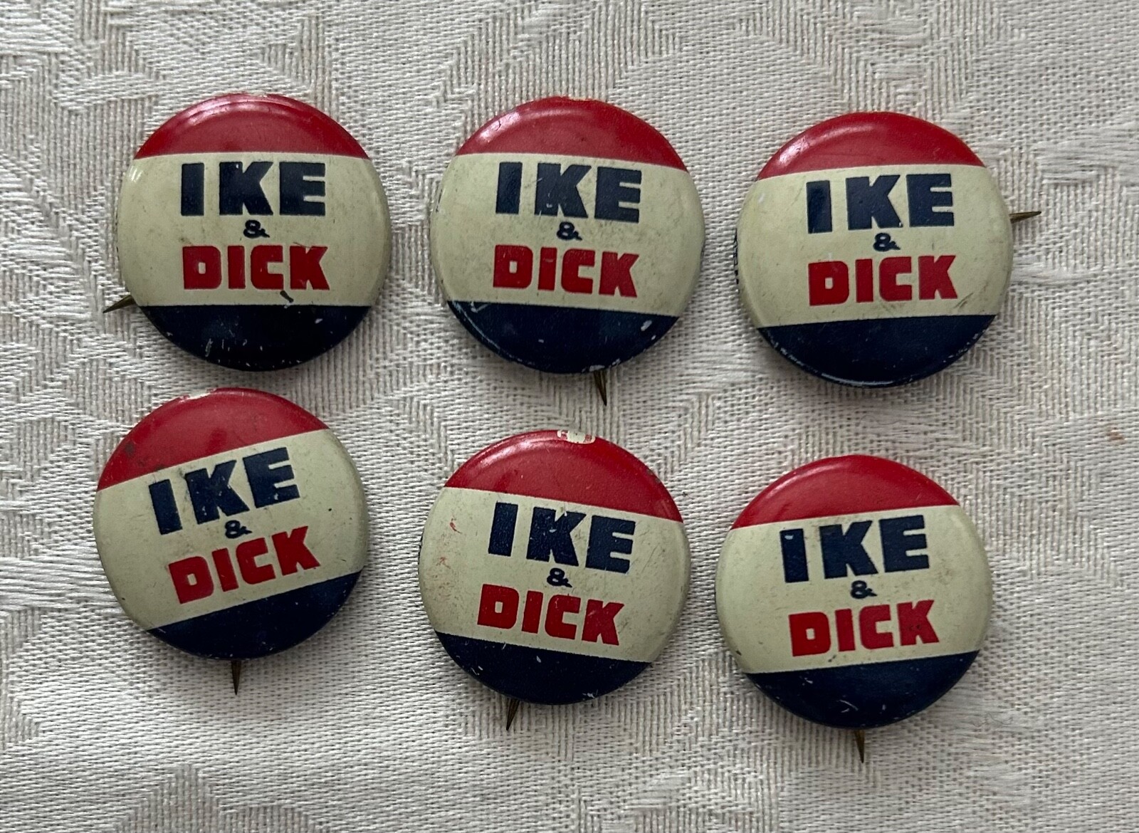 VINTAGE  IKE & DICK  CAMPAIGN BUTTONS  LOT OF SIX  NIXON
