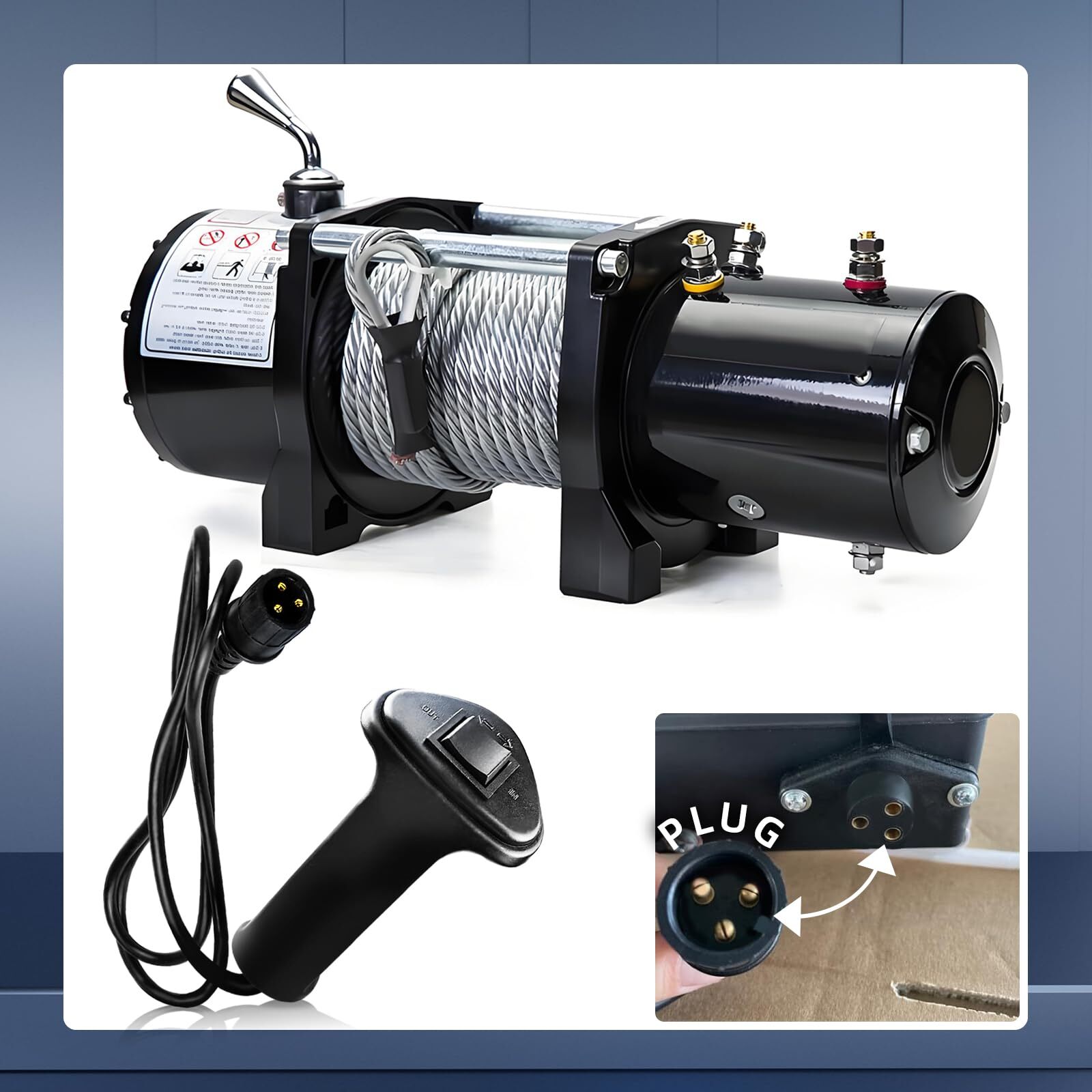 3 Prong Winch Remote Controller 12V 1.5M Electric Winch Remote Control Contro...