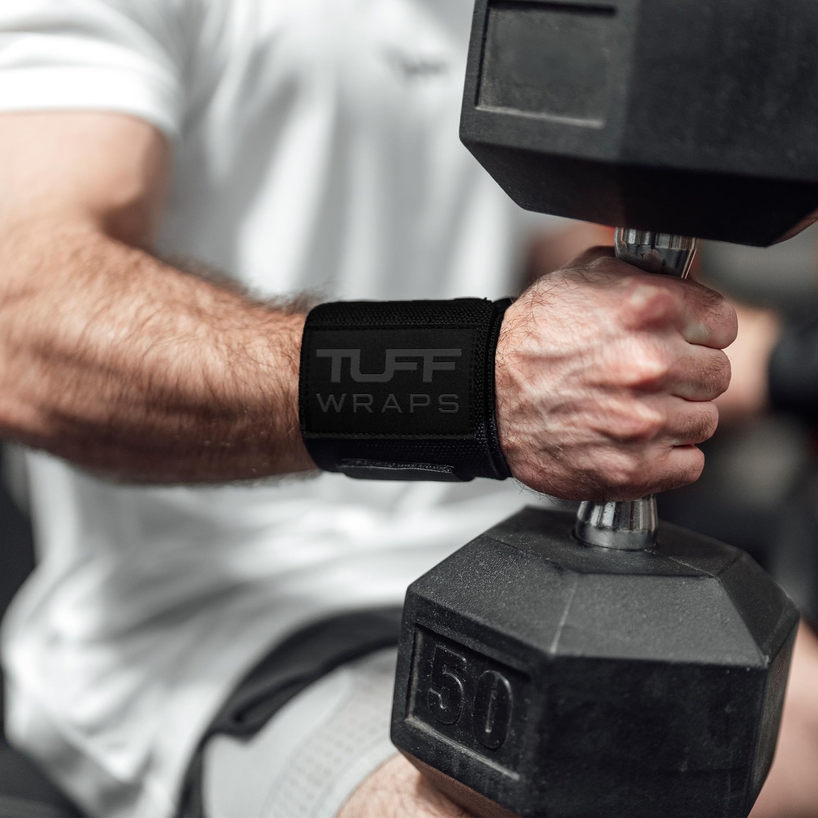 TuffWraps 16" Wrist Straps for Gym - No Thumb Loops - Powerlifting, Weightlif...