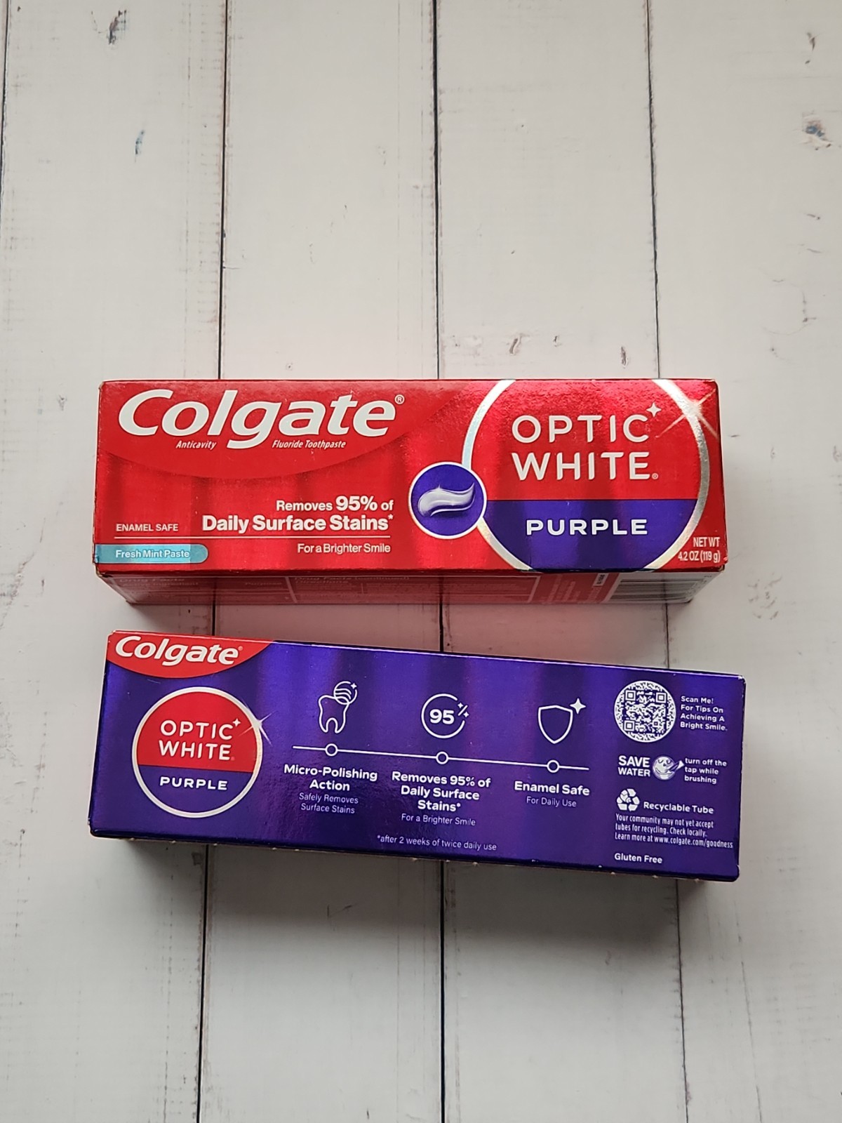 (Pack of 2) Colgate Optic White Purple Toothpaste, Fresh Mint, 4.2 fl oz