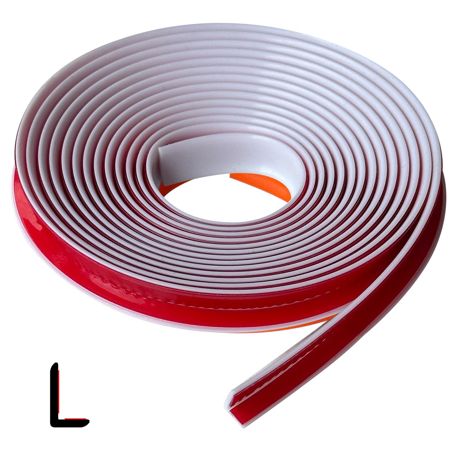Protalwell Rubber L Edge Trim, Self-Adhesive, White, 10Ft S - 10 FT, White