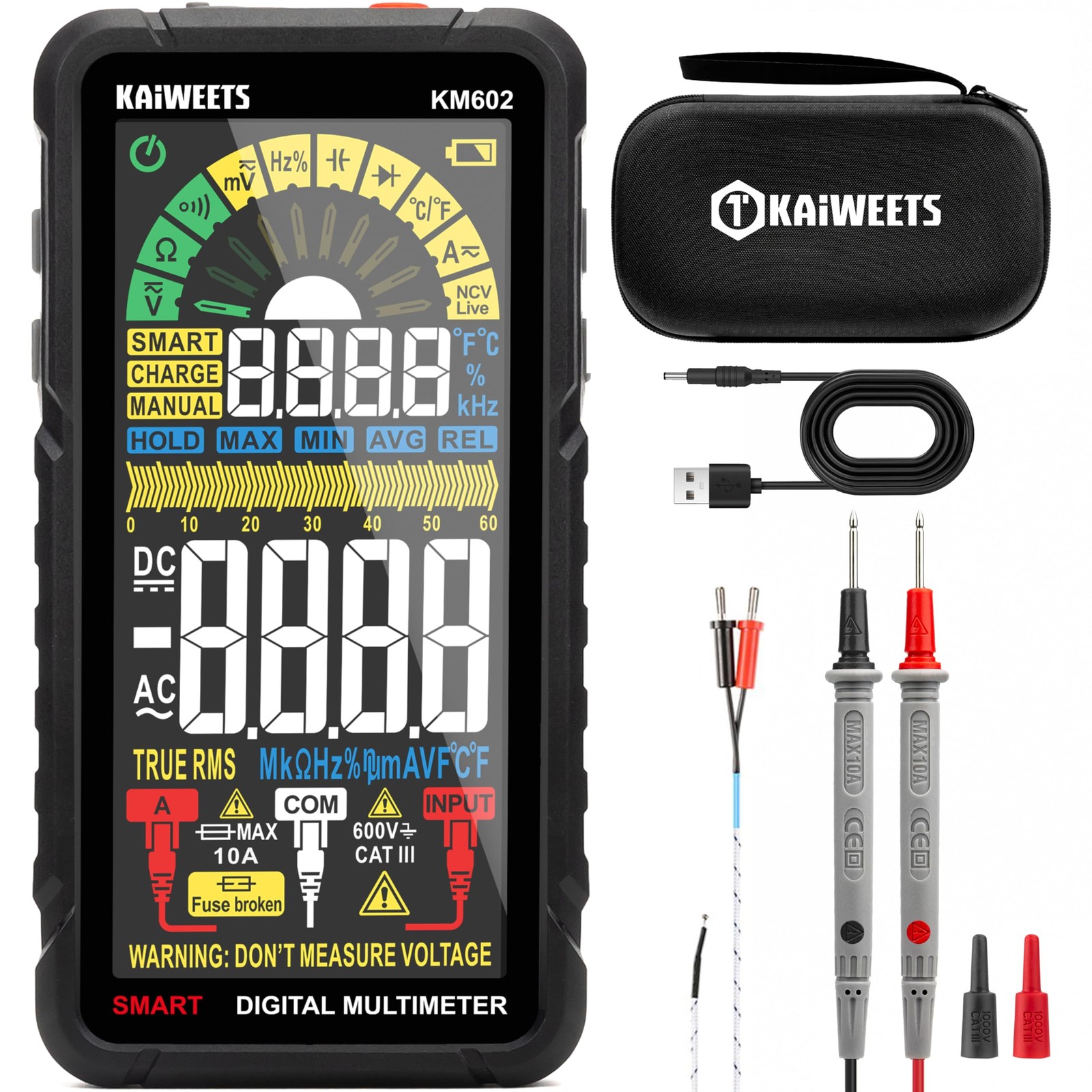 Smart Multimeter Auto Ranging Digital Voltmeter 6000 Counts TRMS NCV