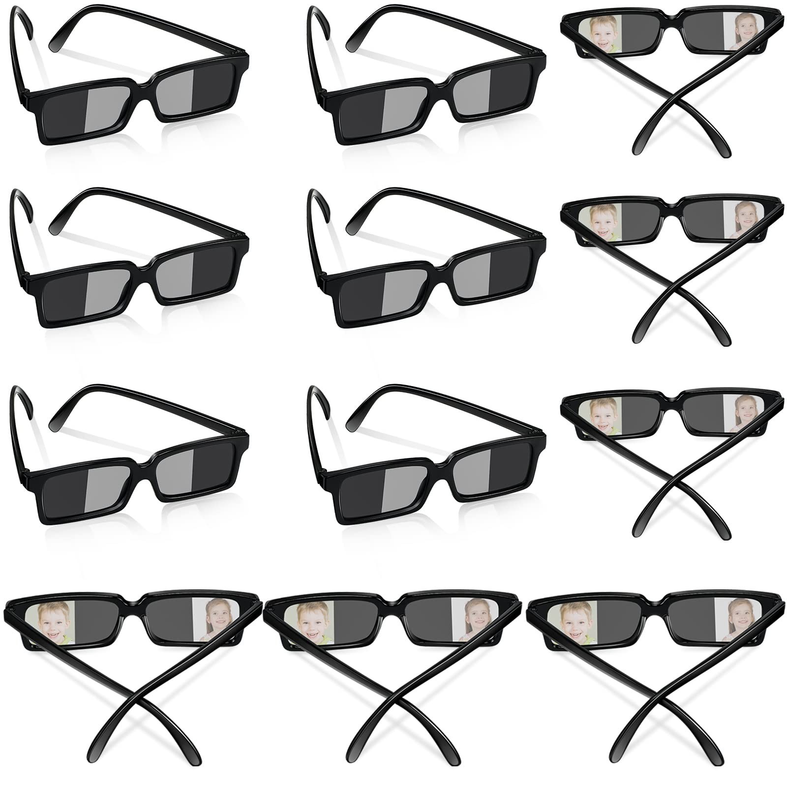 12 Pcs Sunglasses Real Detective Glasses View To See You Behind for Kids Props
