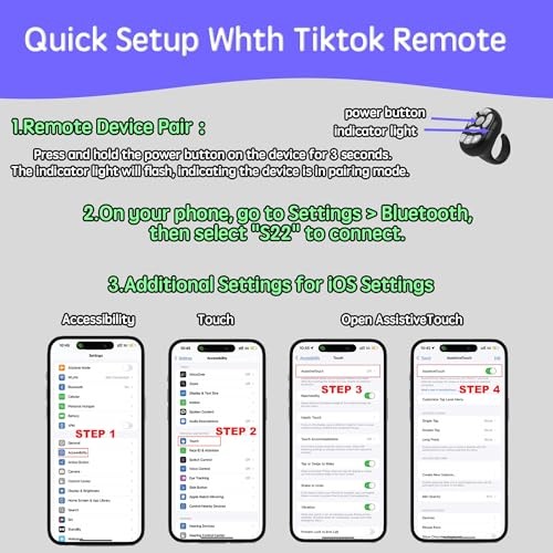 TikTok Scrolling Ring Microphone Remote Control,Fingertip Wireless Black