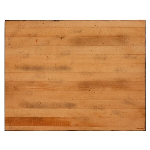 24" x 30" Rectangular Solid Wood Live Edge Restaurant Table Top in Natural Wood