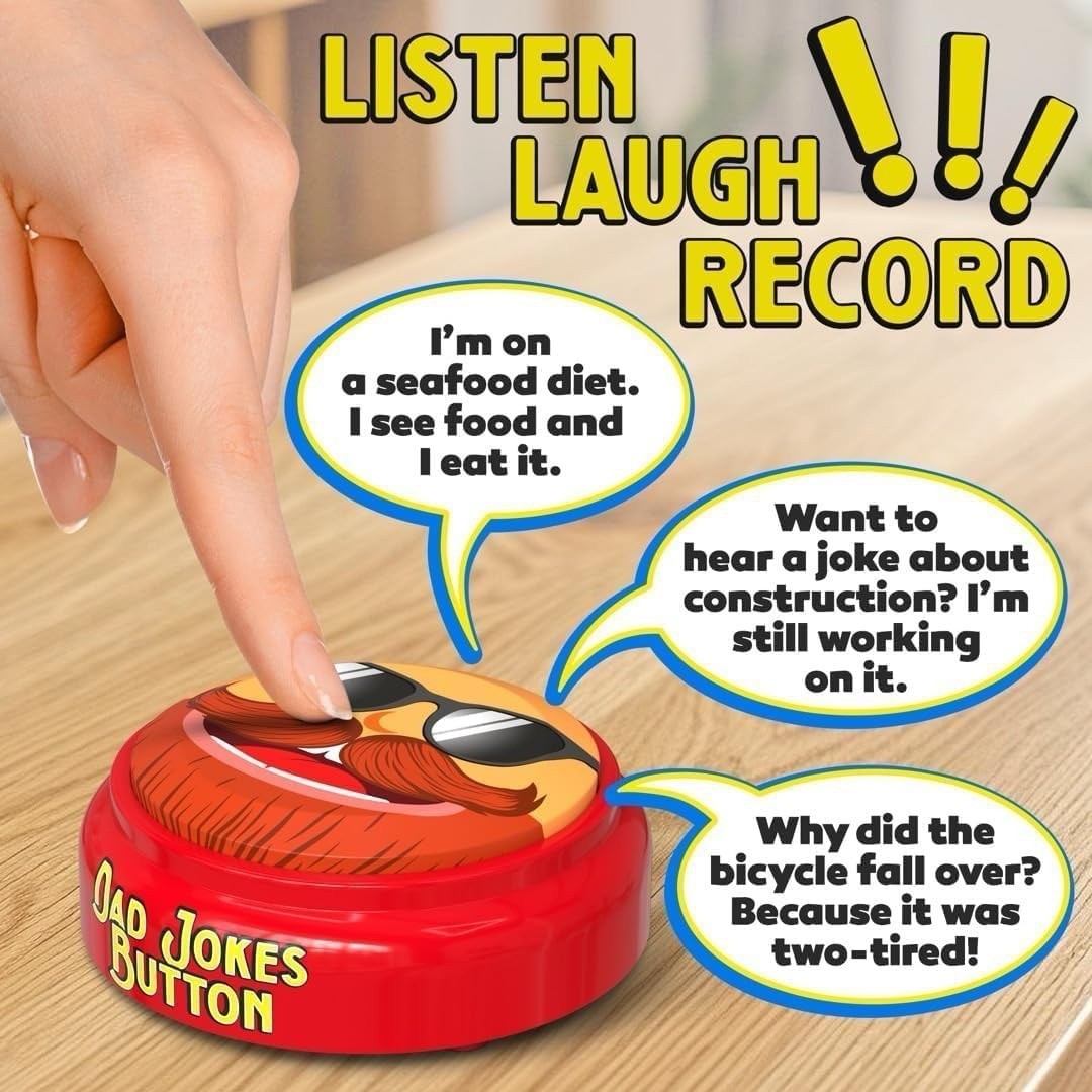 Stocking Stuffer for Dads 100+ Funny Dad Jokes in a Button Record Your Own Jokes