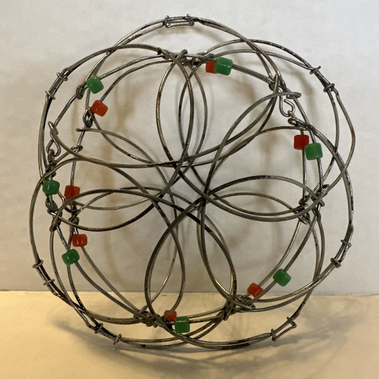 Mandala Folding Silver Wire Meditation Aid Fidget Puzzle Green Beaded