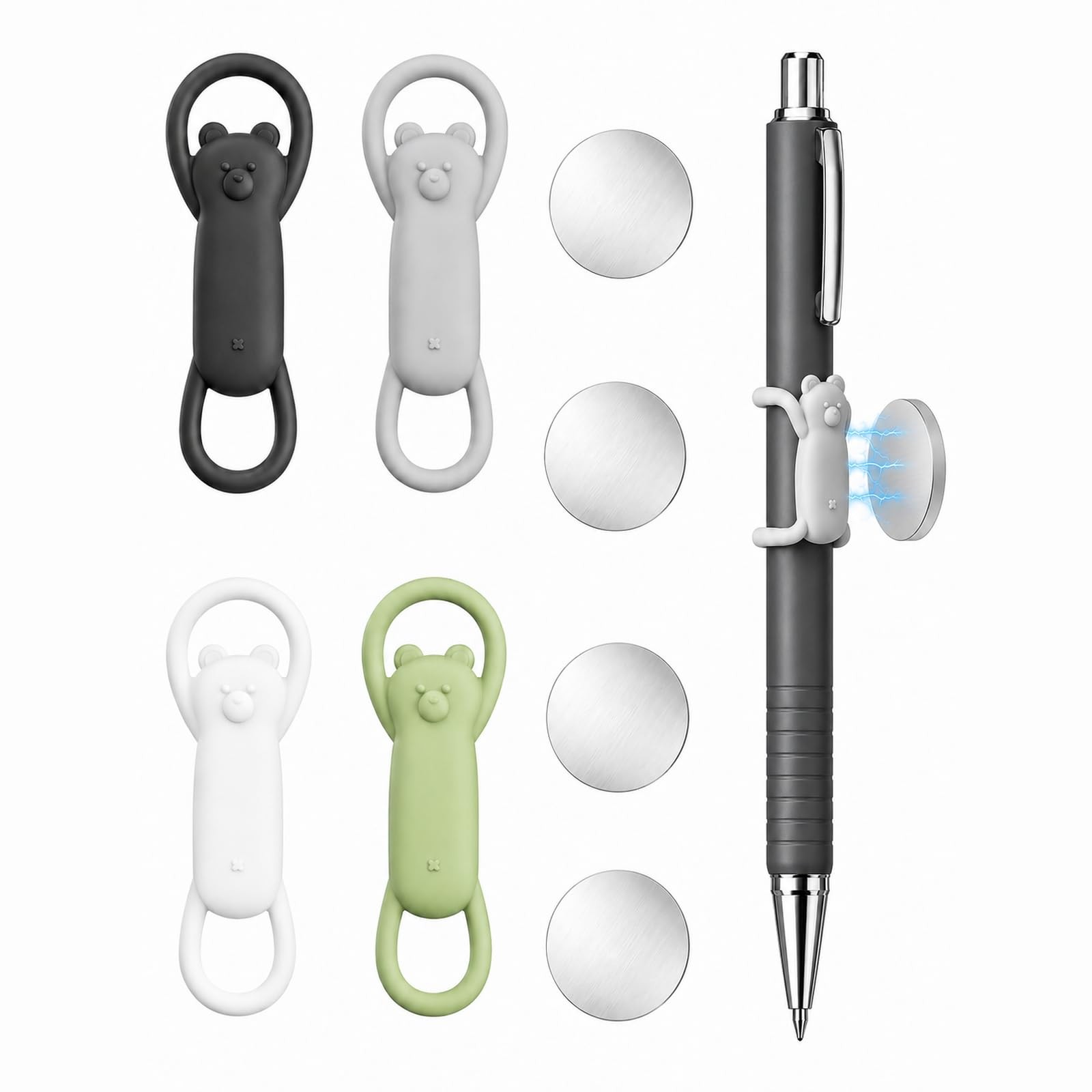 4Pcs Silicone Magnetic Pen Holder for Fridge Cute Magnetic Pencil Holder for ...