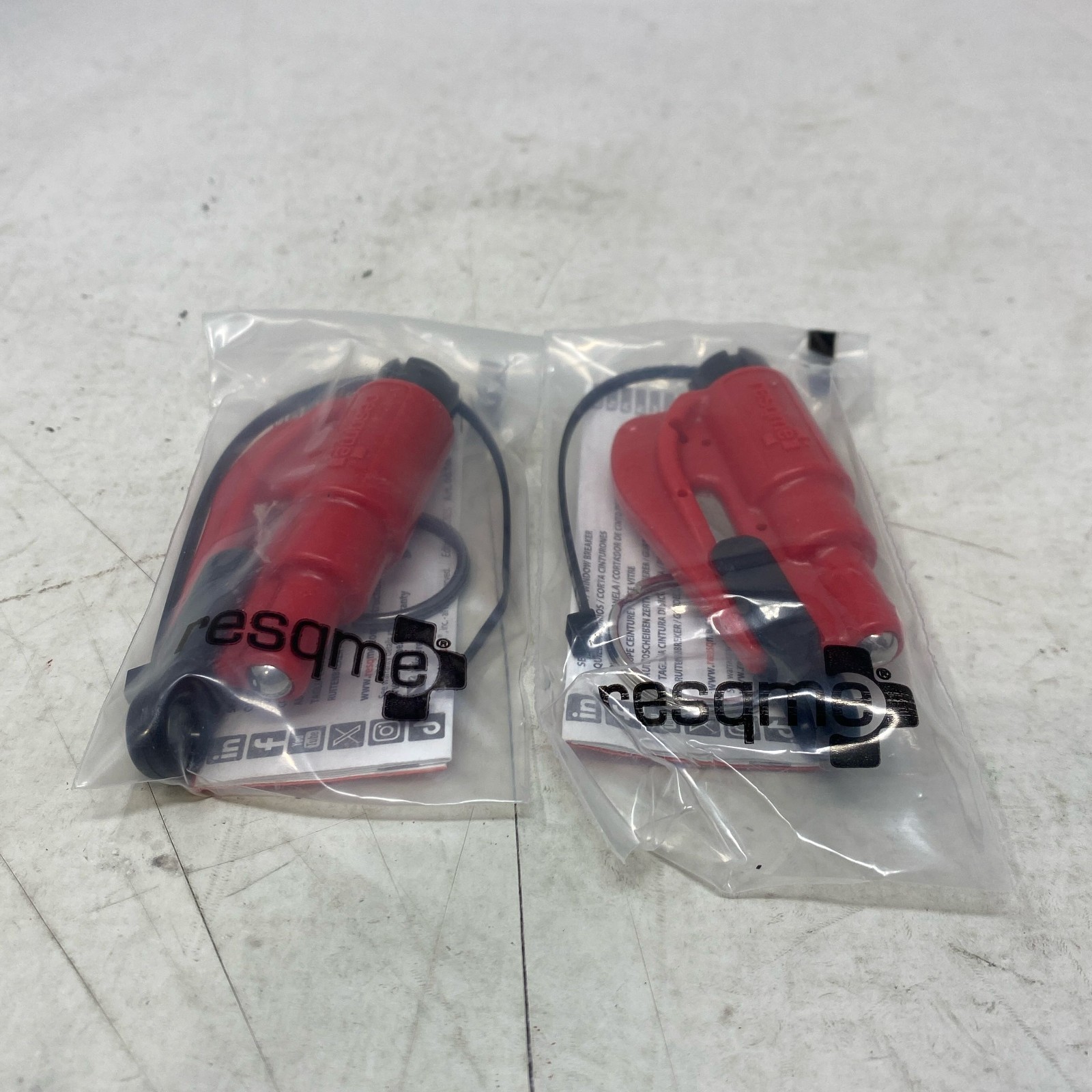 resqme Original Car Escape Tool Red 2-Pack Keychain Cutter/Breaker