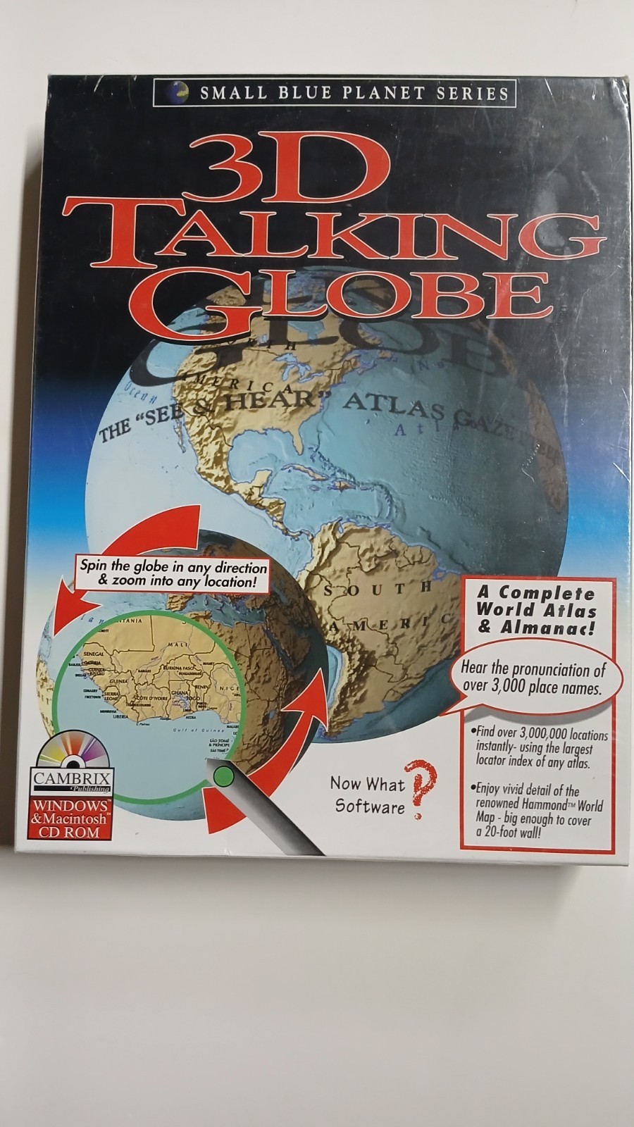 3D Talking Globe CD-ROM Small Blue Planet Windows & Macintosh New Sealed